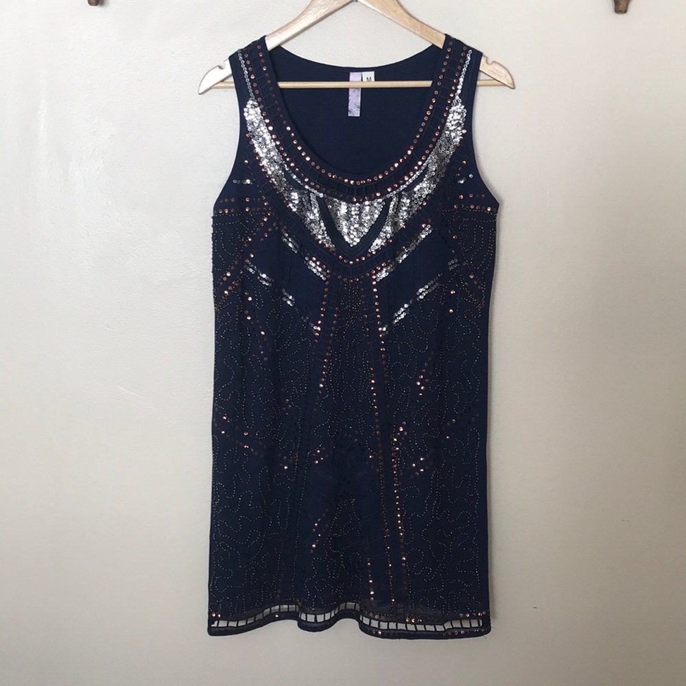NEW Alya Navy Sequin Dress.‎ Medium